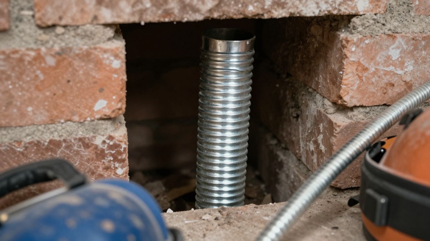 Raccordement du tubage de cheminée à un appareil de chauffage.