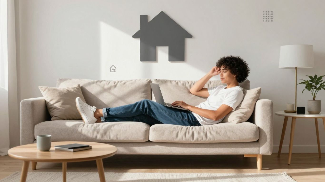 Persona relajada en casa con seguro personalizado.