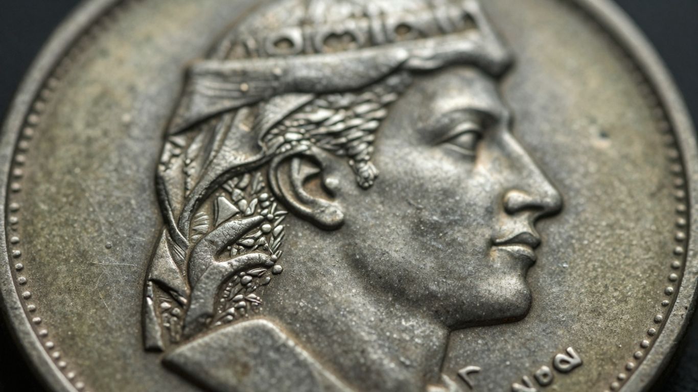 Close-up of a coin with visible wear patterns.