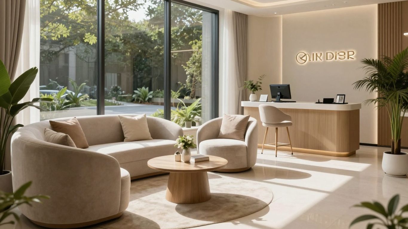 Modern aesthetic clinic interior with natural light.