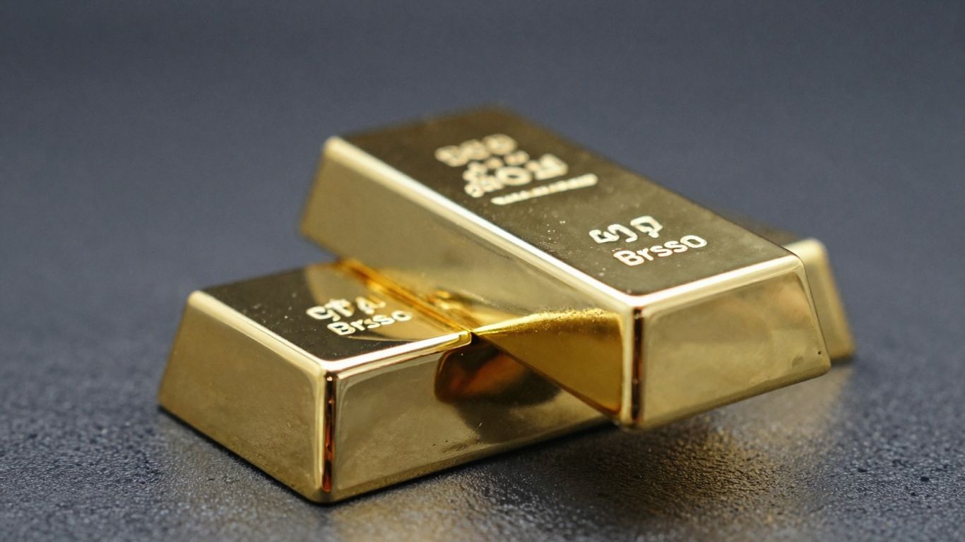 Gold bar on a dark surface