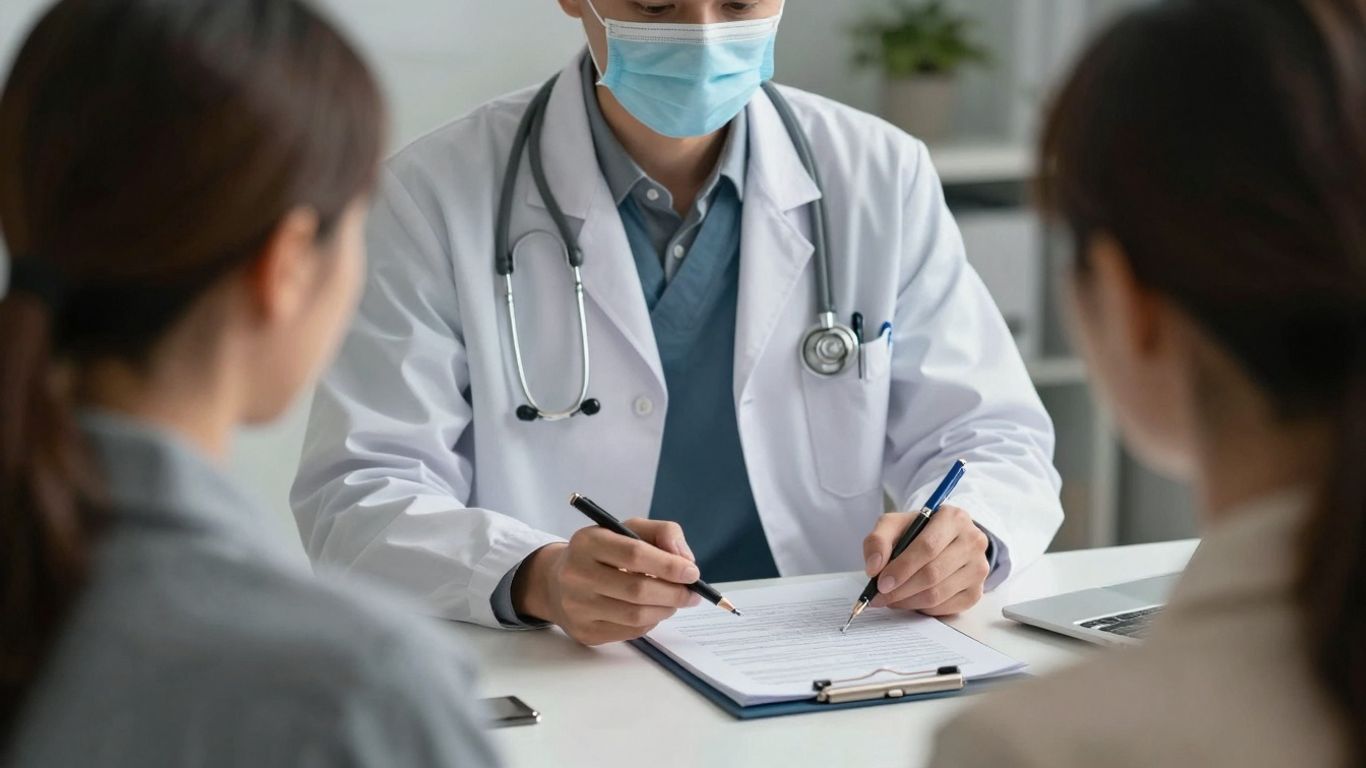 Profesional medical discutând cu un pacient despre diagnostic și plan.