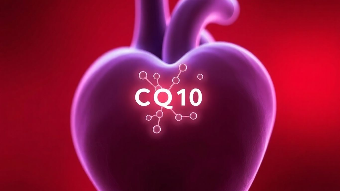 Heart with CoQ10 molecules