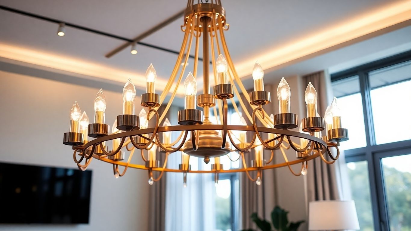 Modern chandelier in a UK home