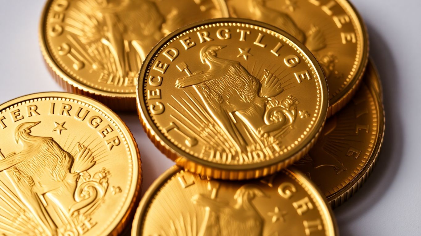 Gold Eagle coins stacked and gleaming.