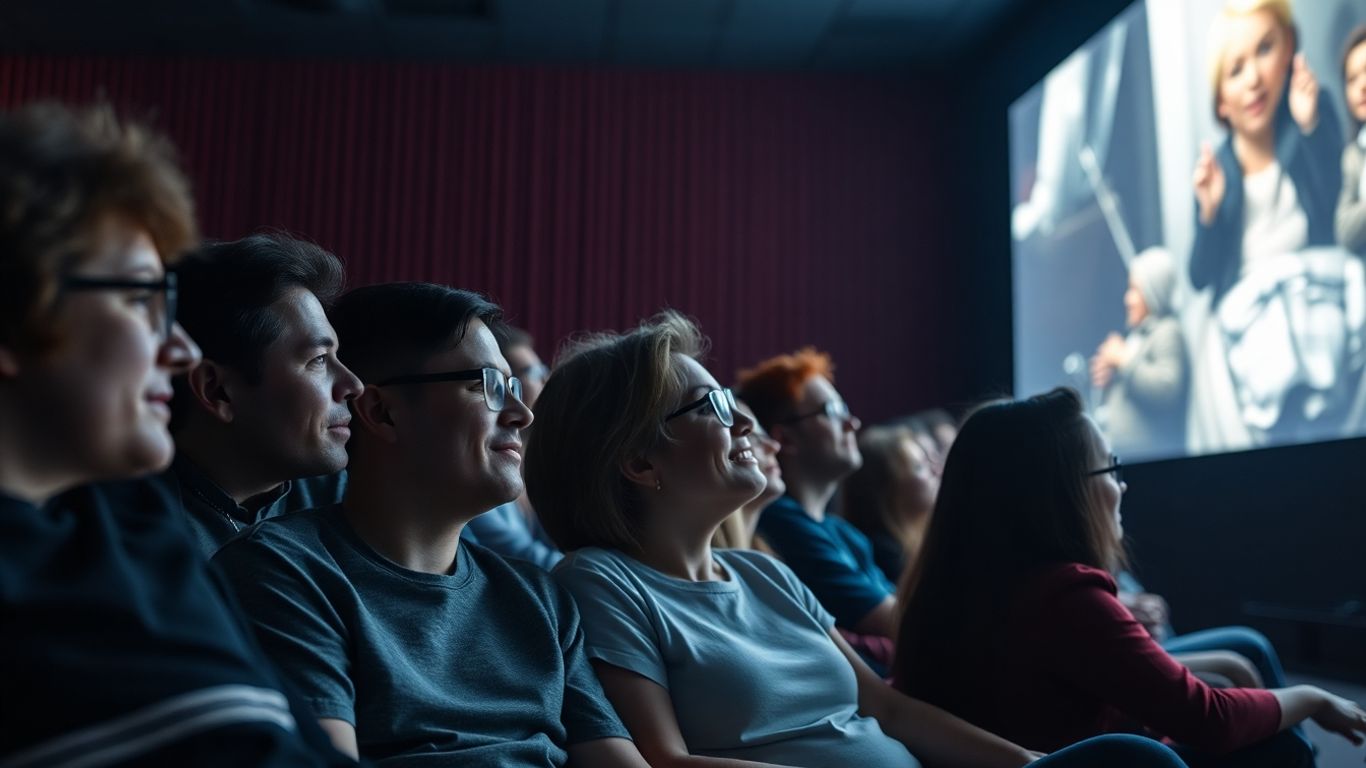 People watching movie about autism