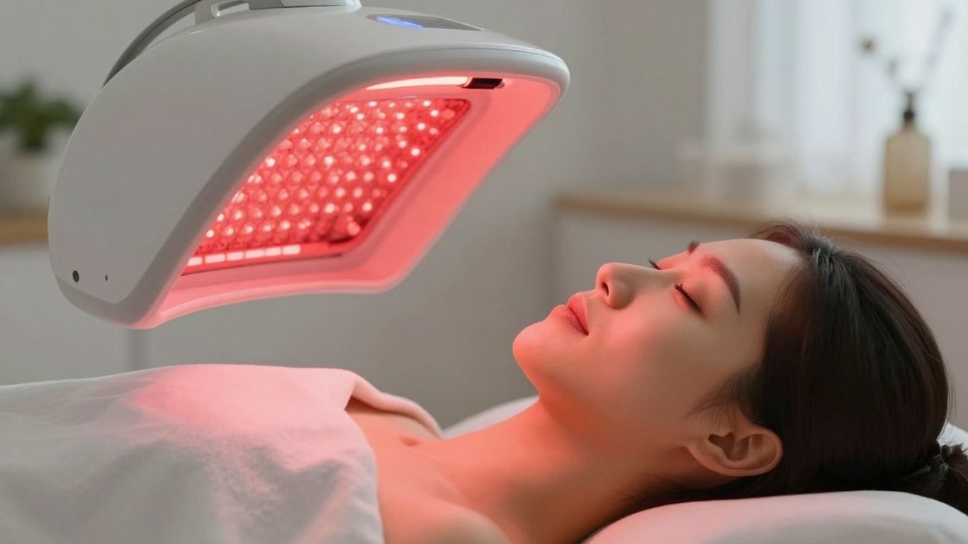Red light therapy session in a wellness center.