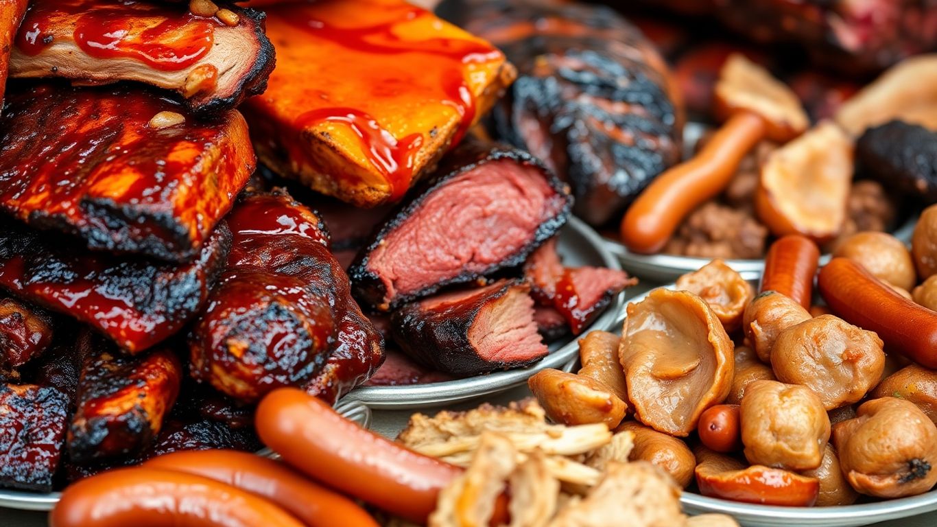 Assortment of smoked meats, a hallmark of Kansas City BBQ.