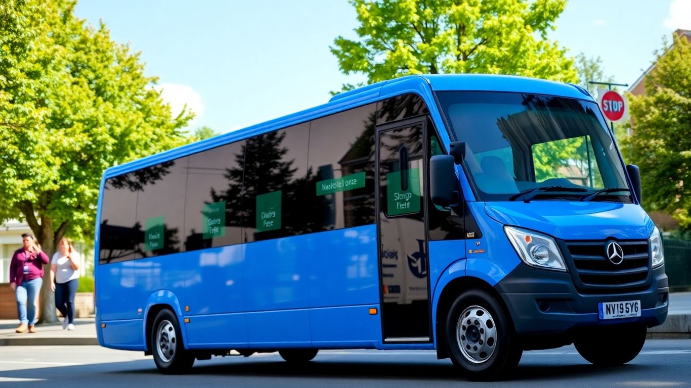 Minibus parked on a sunny street in Slough.