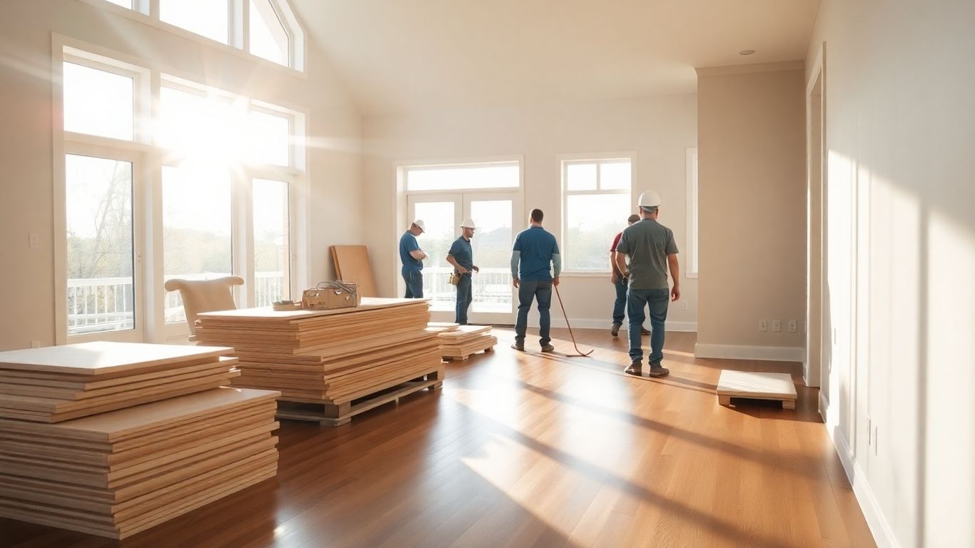 Contractors working on a home renovation project.
