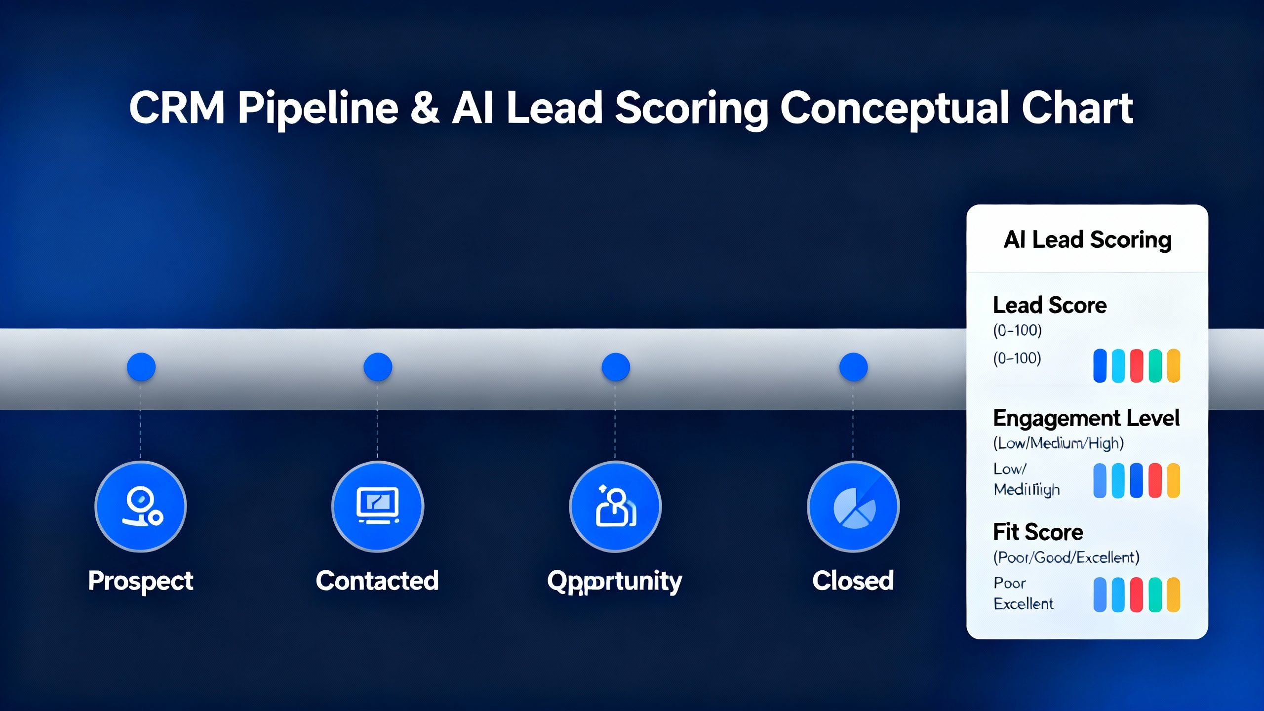 Conceptual chart showing pipeline and AI lead scoring in a CRM platform