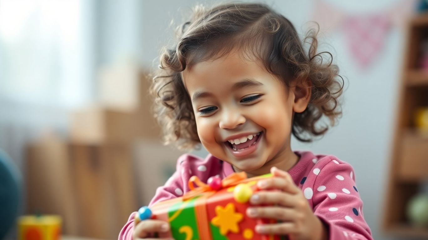 Child playing with a sensory Christmas gift.