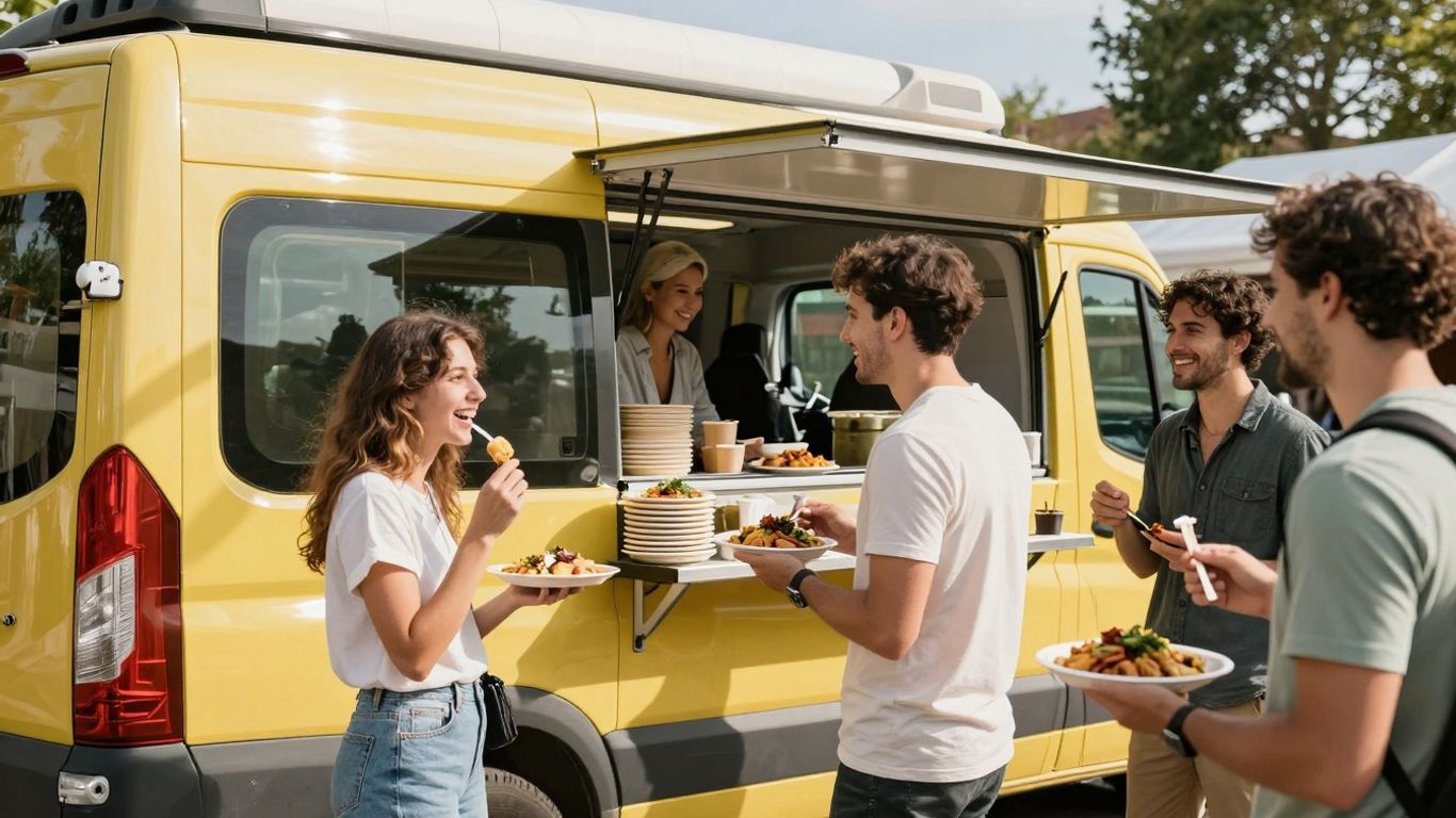 Food van serving food at an outdoor party.