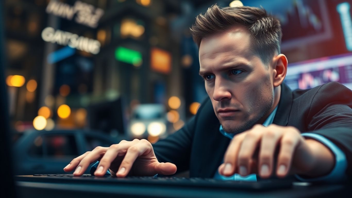 Trader focused on market action