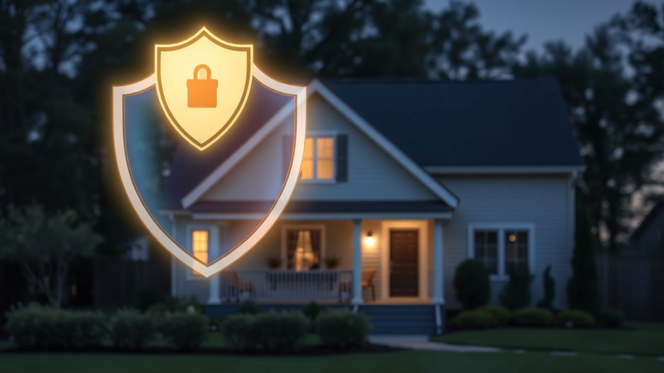 Casa protegida por un escudo de seguro.