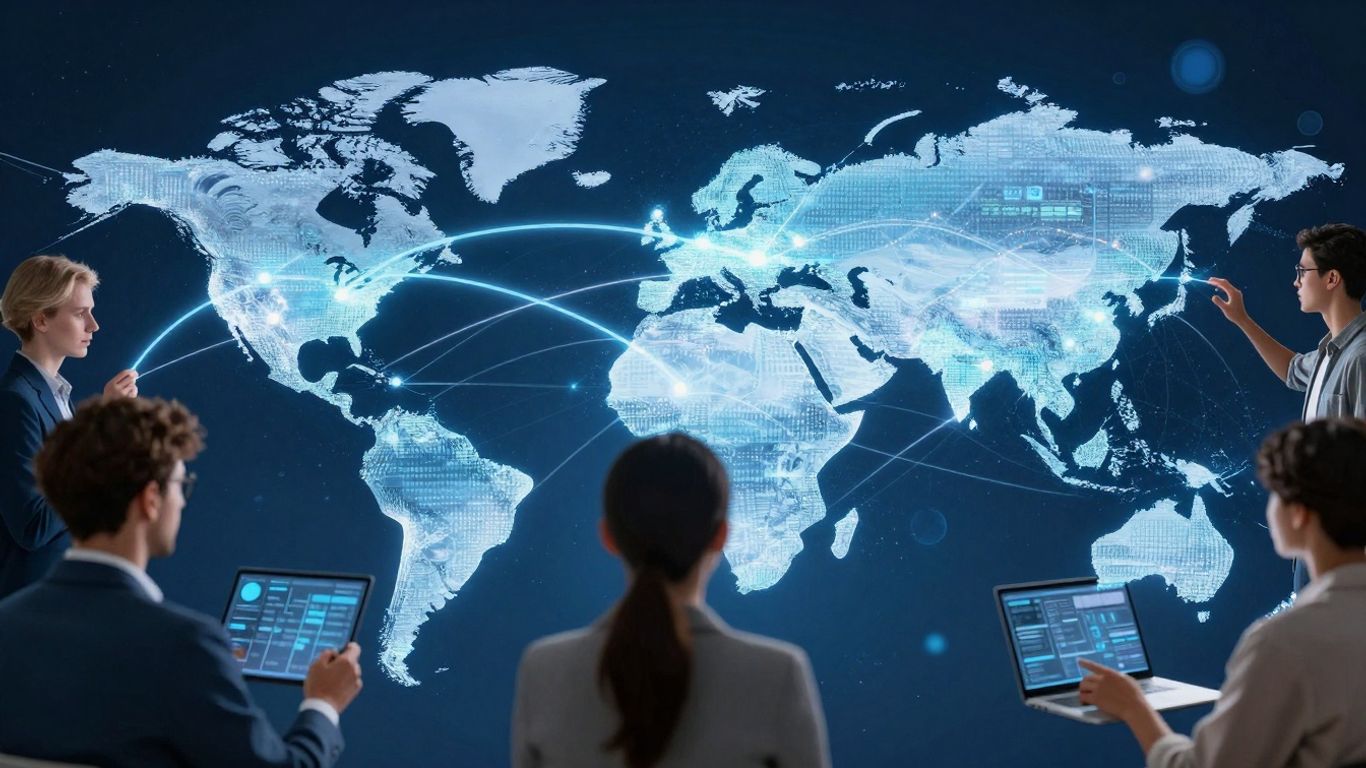 Global network of people and technology connecting the world.