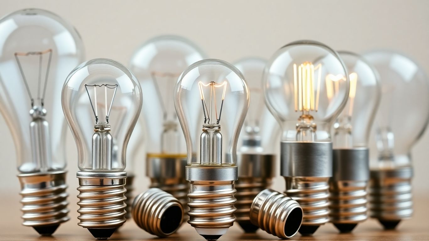 Various bayonet light bulbs with metal bases.