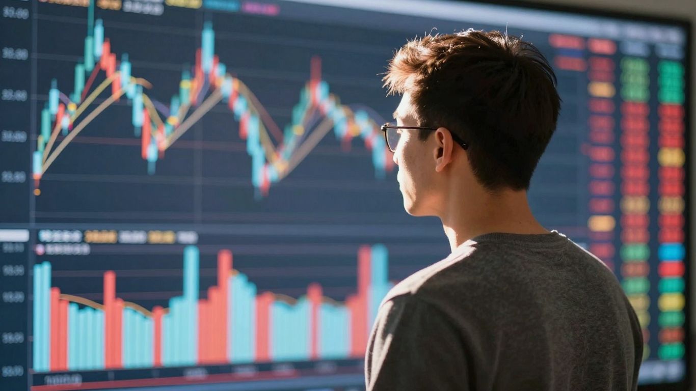 Beginner trader focused on market activity.