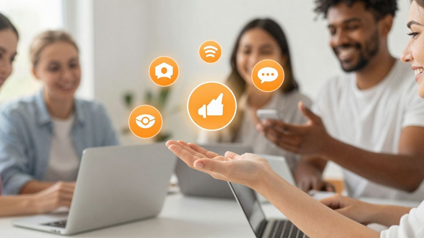 People connecting and growing on social media.