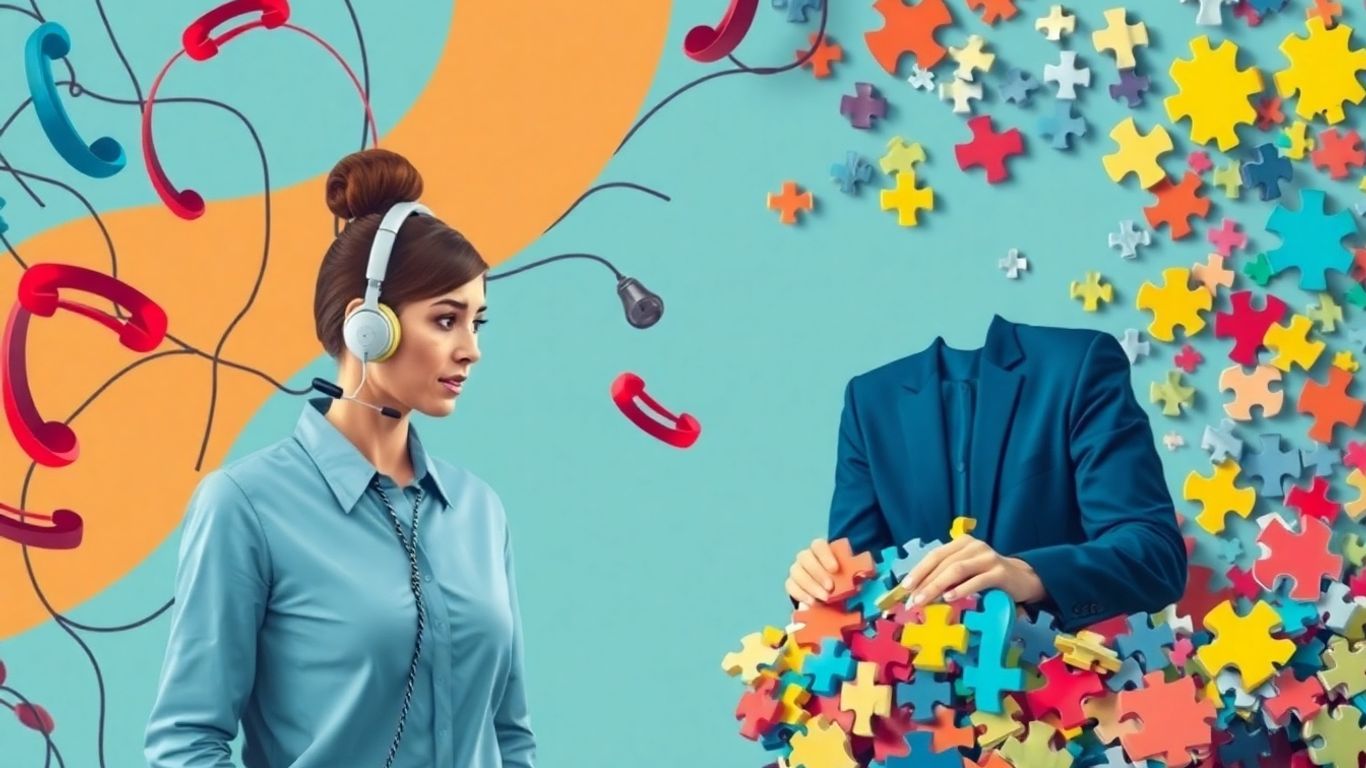 Customer support agent solving a puzzle