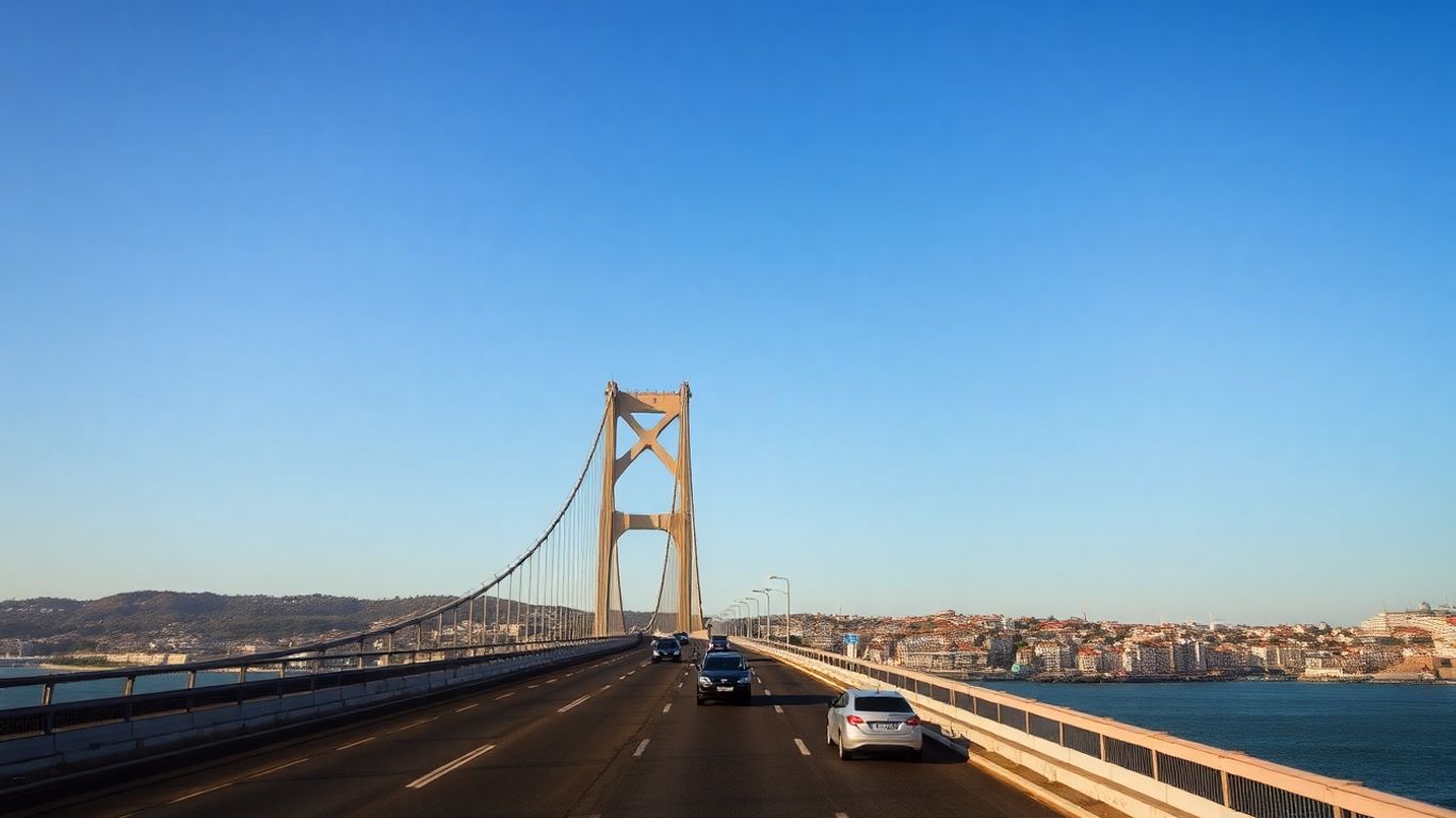 Ponte 25 de Abril em Lisboa com trânsito.