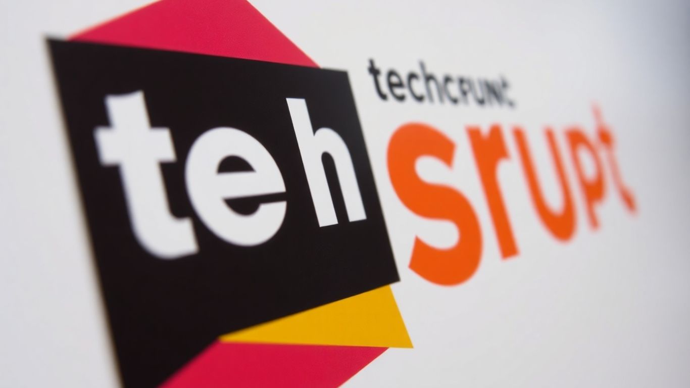 TechCrunch Disrupt logo with bold geometric shapes and vibrant colours.
