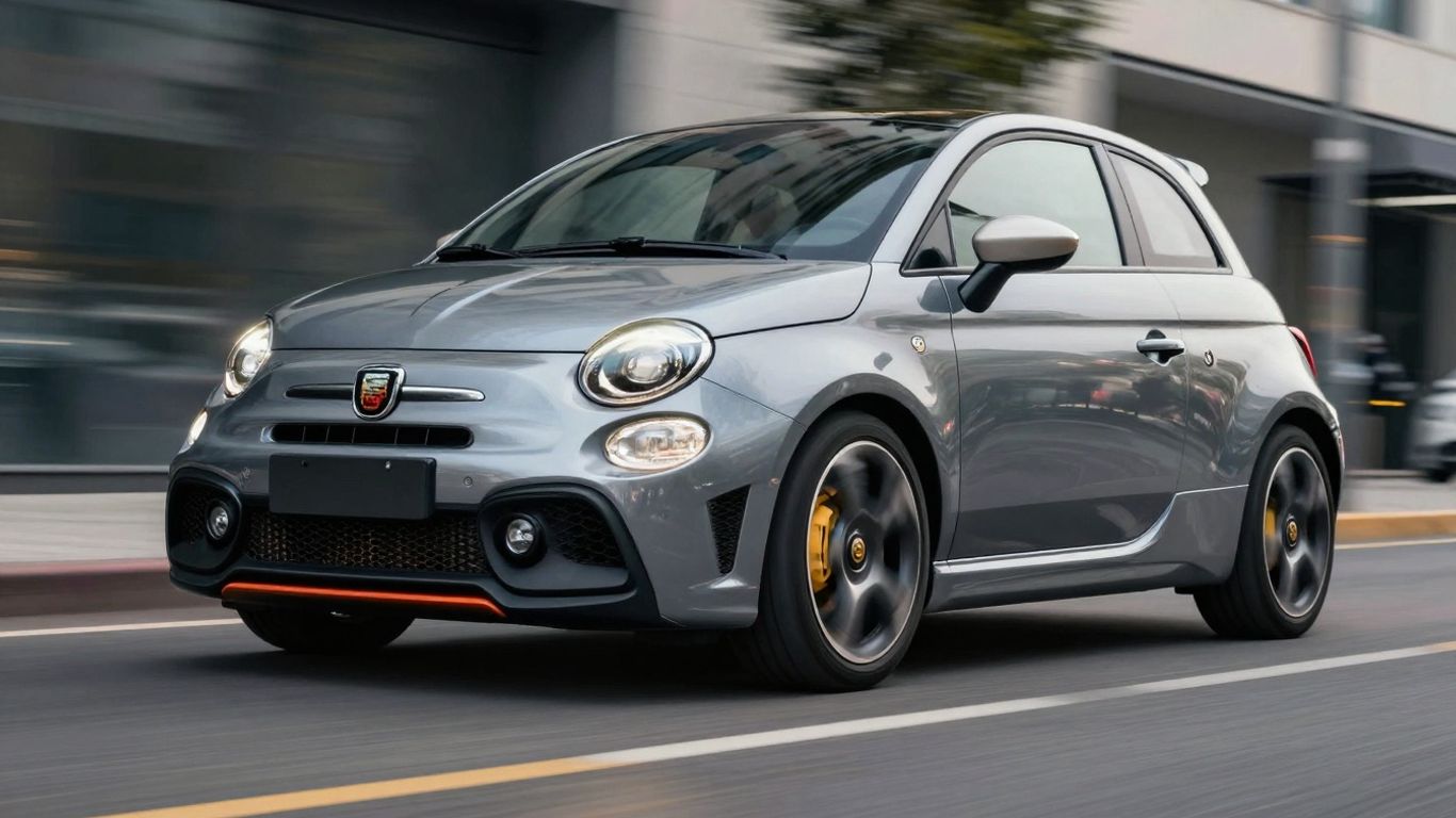 Abarth electric car with glowing headlights