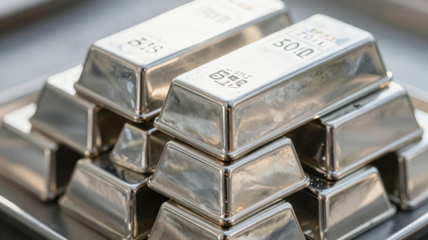 Stack of shiny silver bars