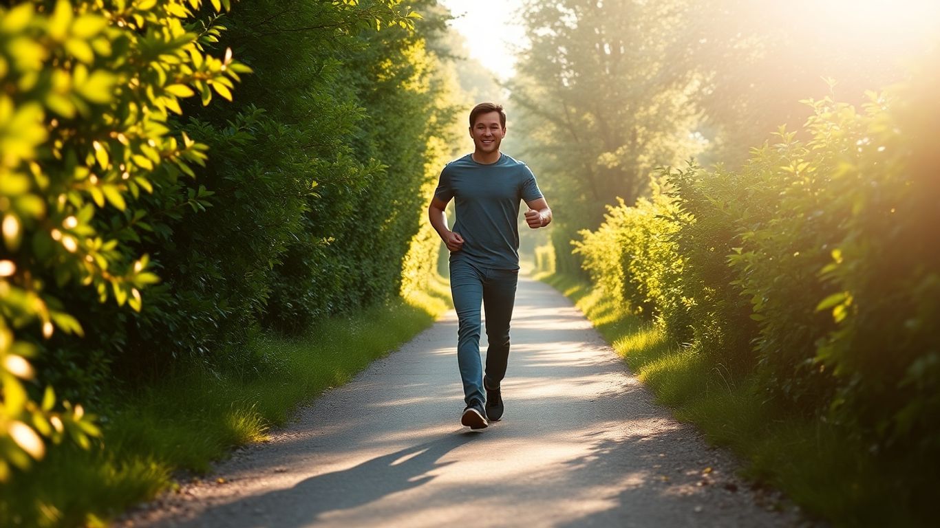 Pessoa caminhando em direção a um futuro saudável e feliz.