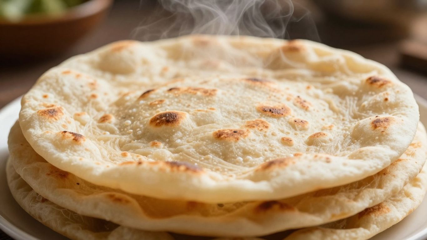 Stack of freshly cooked Indian roti flatbread