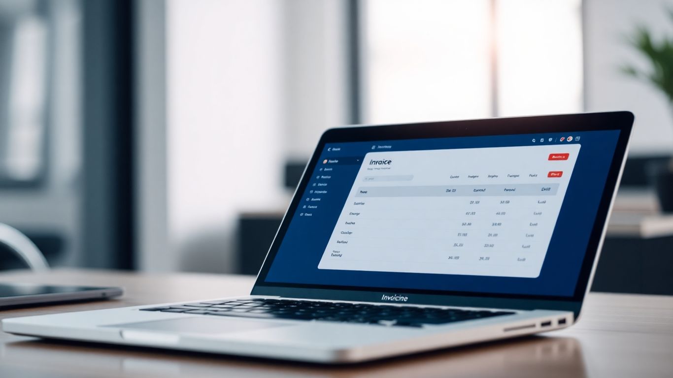 Moon Invoice software on a laptop screen.