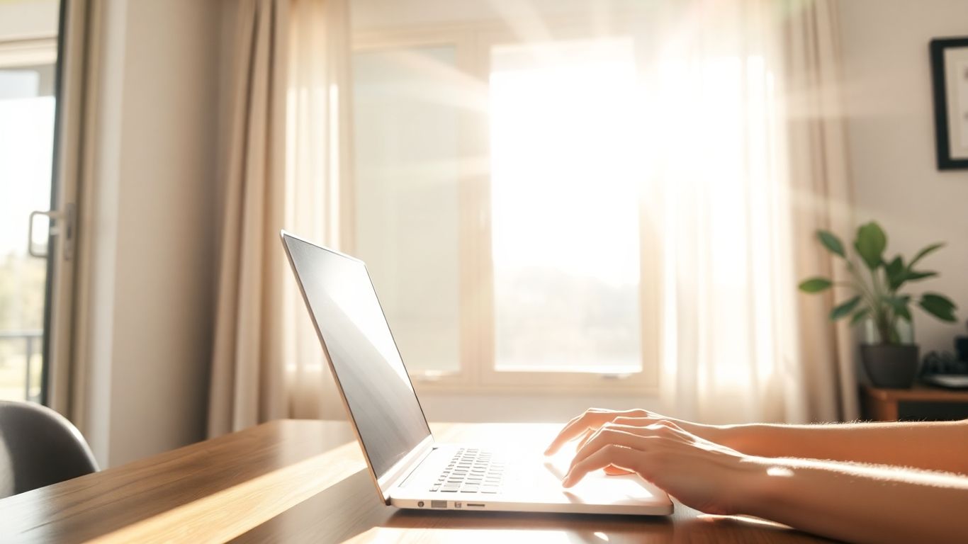 Home office setup with laptop in Australia