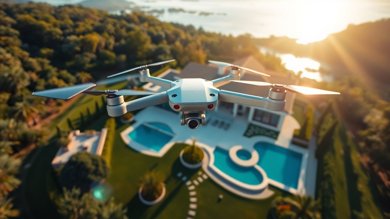 Drone photography of a luxury real estate property.