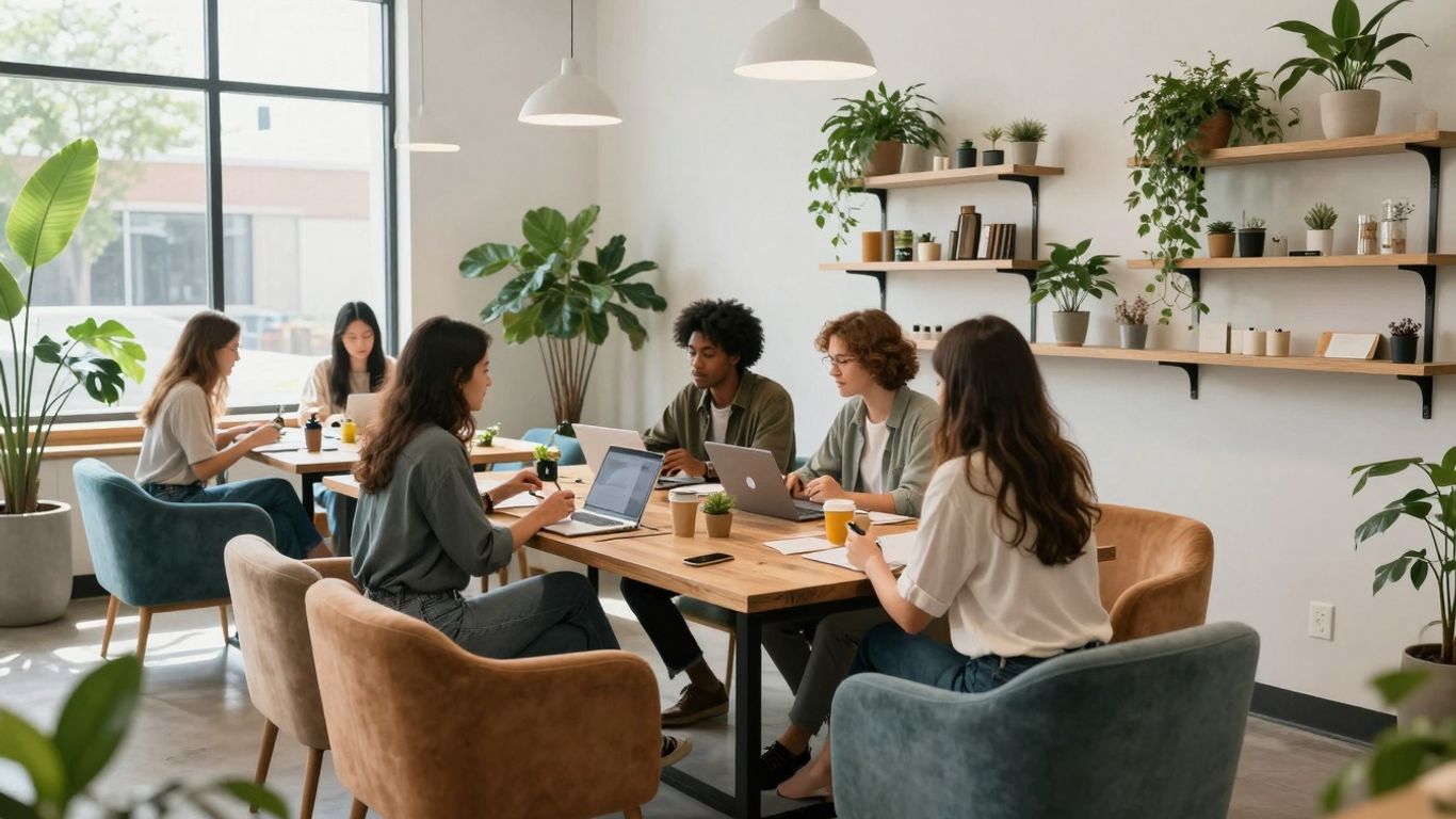 Modern DFW workshop venue with natural light and seating.