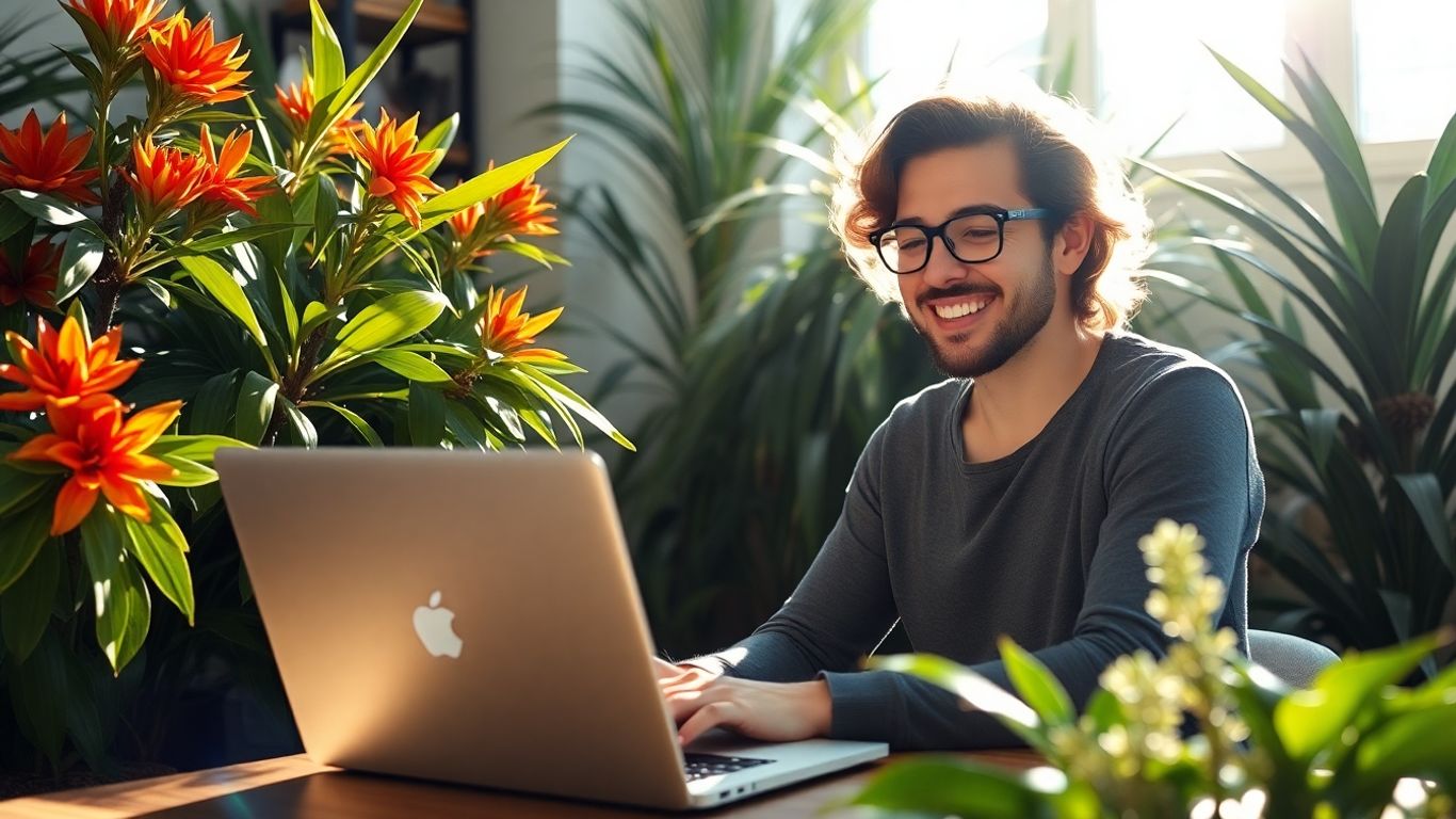 Person working on laptop at home in Australia