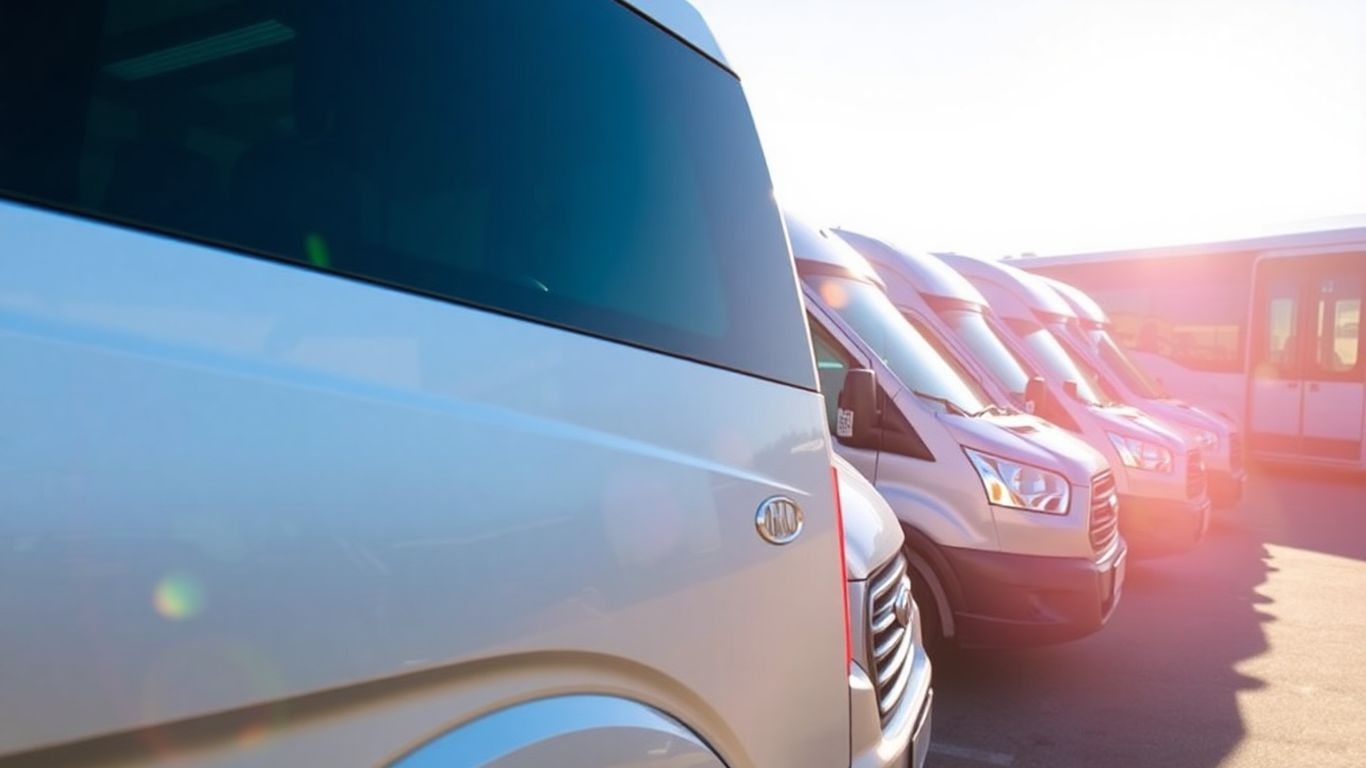 Modern minibuses ready for group travel near Slough.