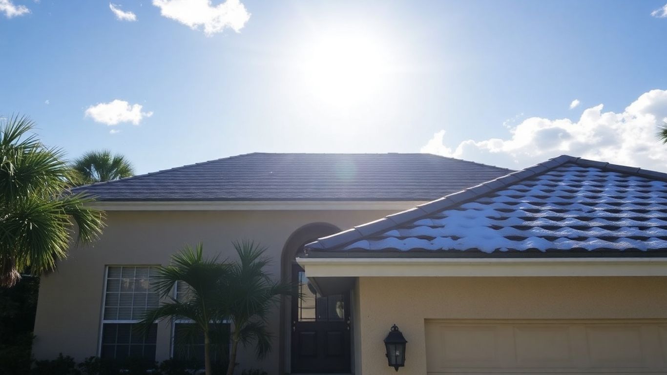 Florida home roof with snow and rain elements.