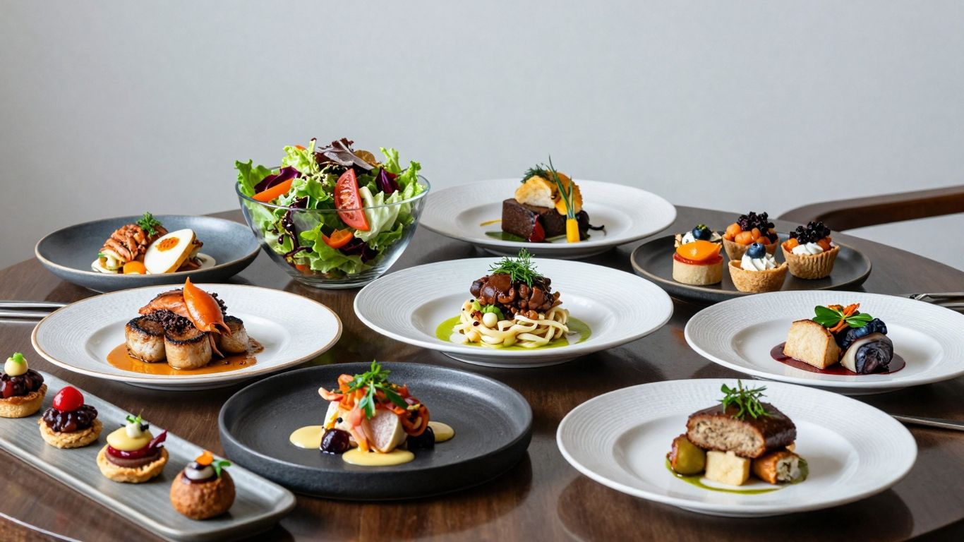 A selection of delicious catering dishes on a table.