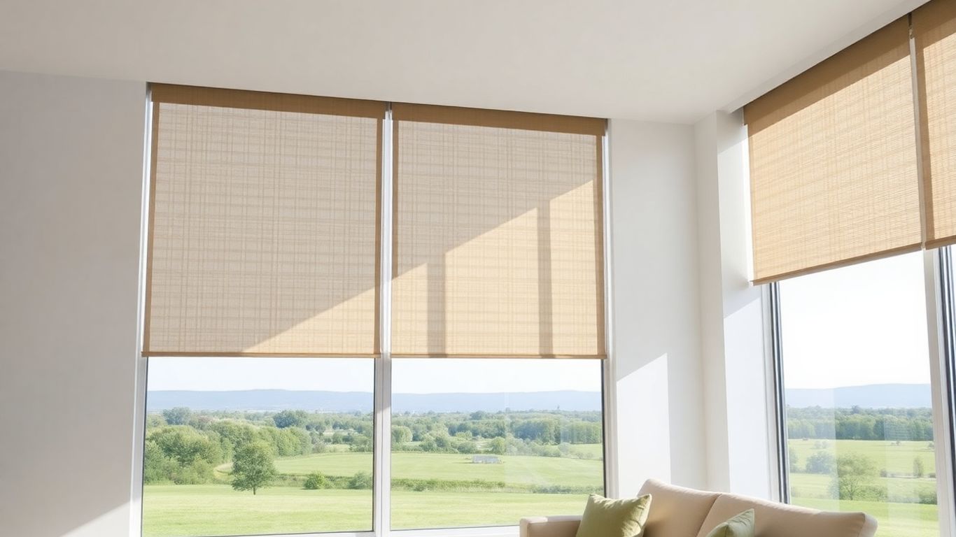 Elegant roller shades in a modern living room.