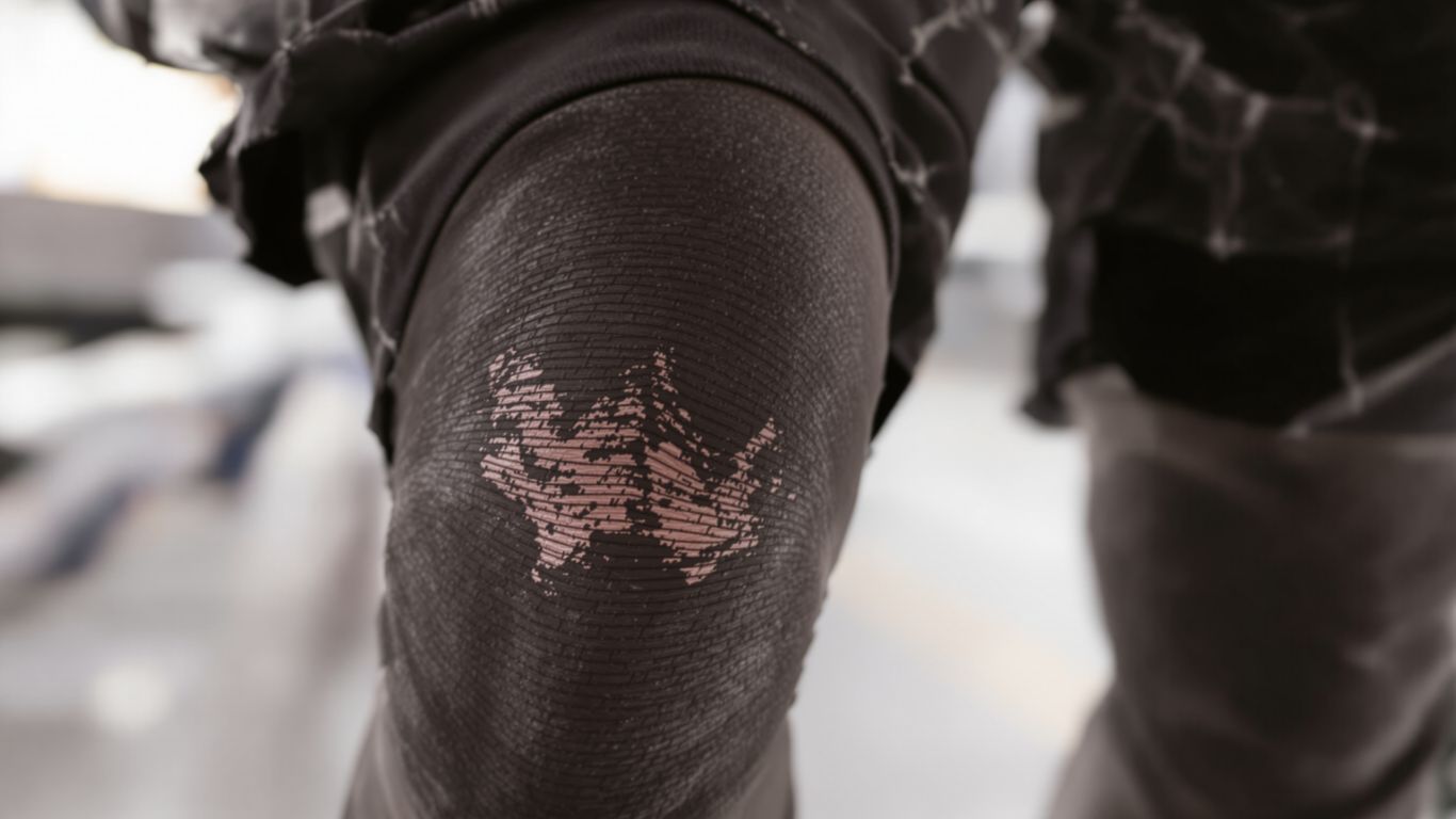 Rodilla con cicatriz, lista para correr.