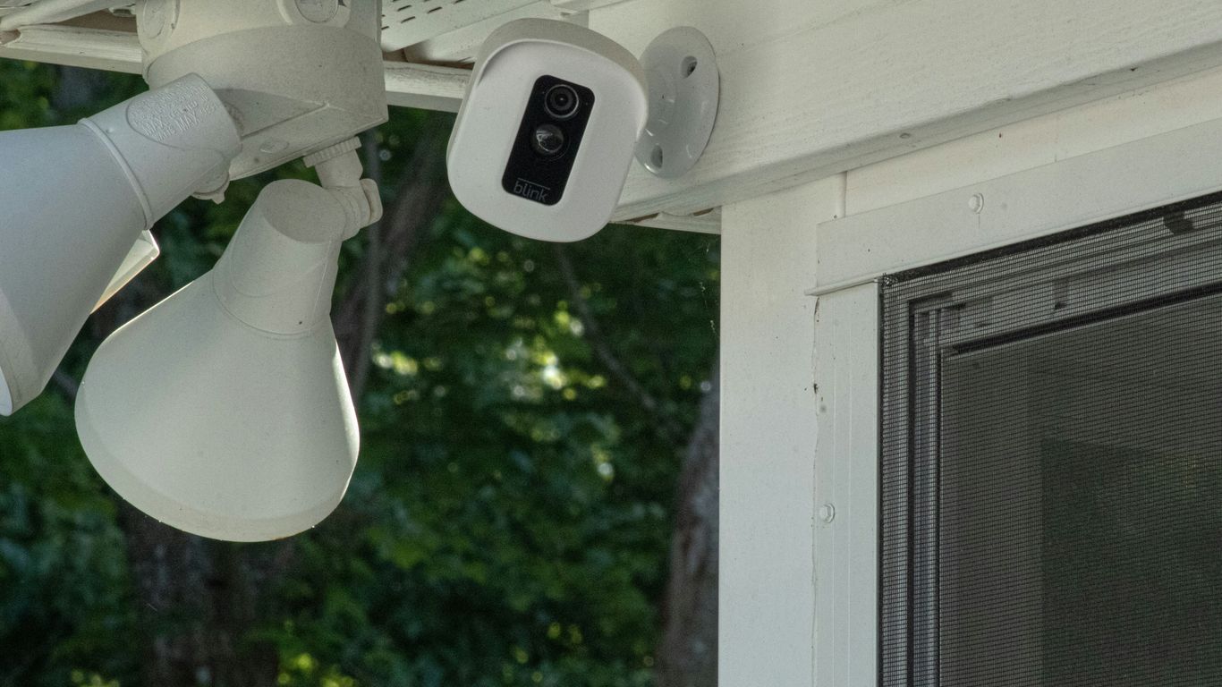 white and black security camera