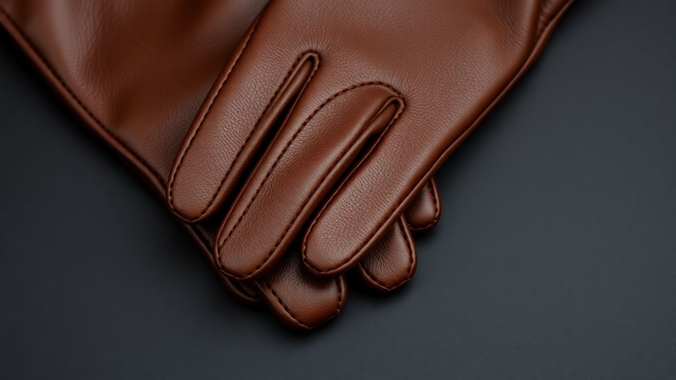 Women's brown cowhide leather driving gloves with detailed stitching.