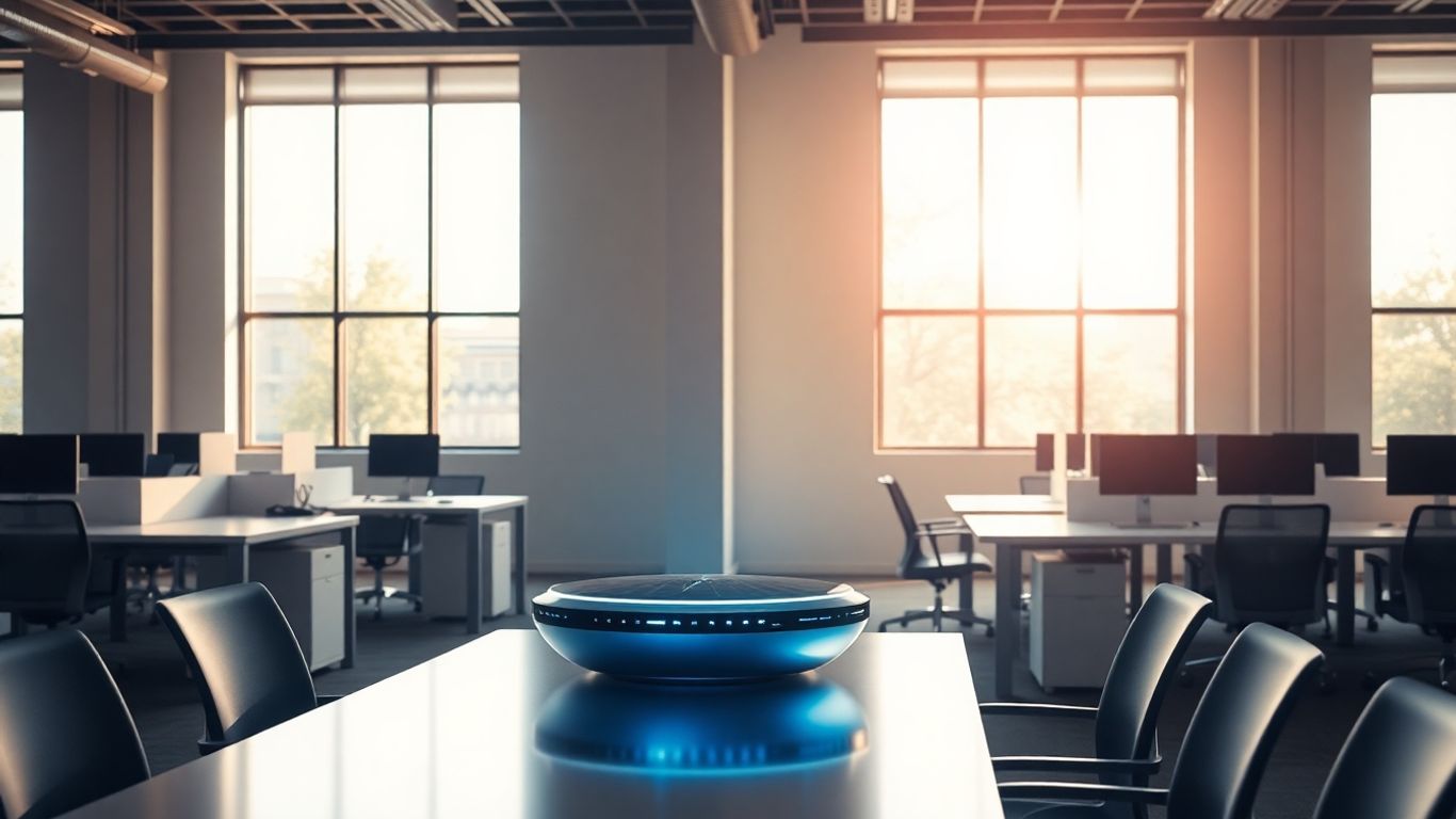 Modern office with futuristic technology