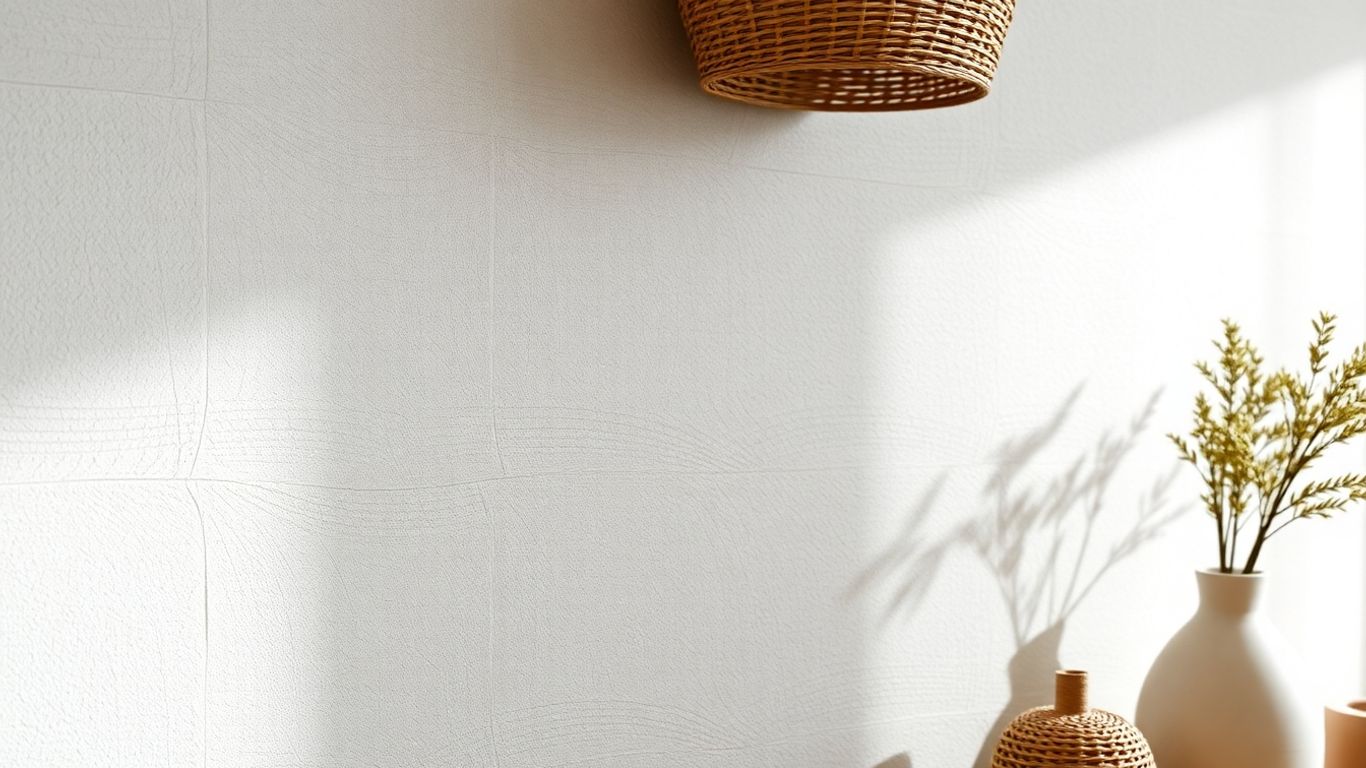 Textured wall with modern styling and accessories.