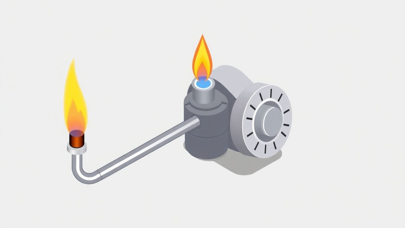 Water heater thermocouple with a flame.