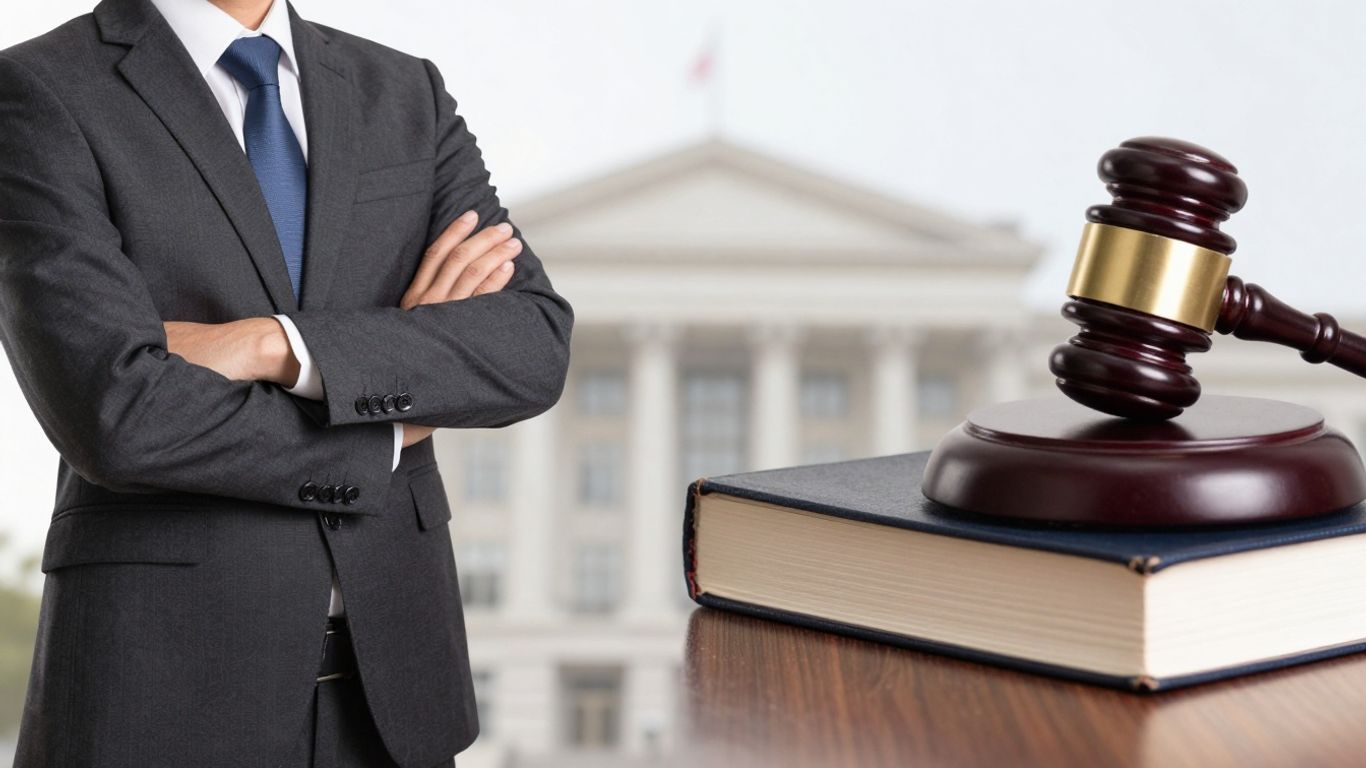 Attorney and lawyer scales of justice gavel legal book