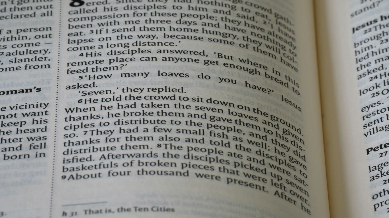 a close up of an open book with text