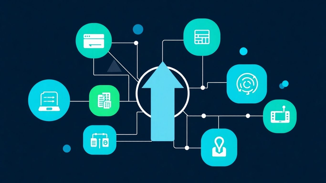 Infographic showing business growth and IT solutions.