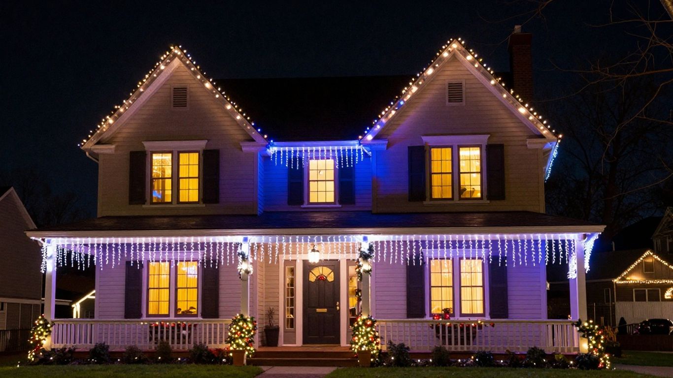 Edwardsville home with dazzling professional Christmas lights.