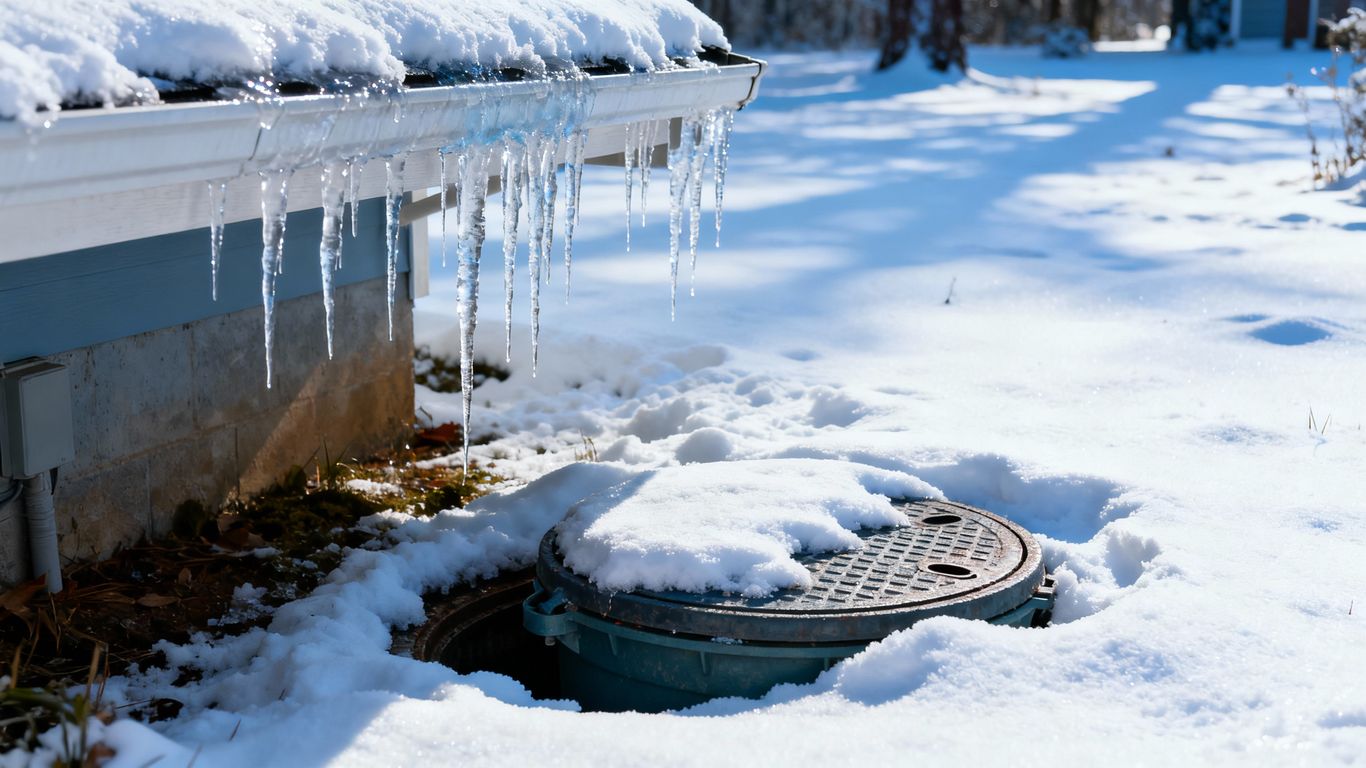 Winter scene with septic tank in Trion, GA.